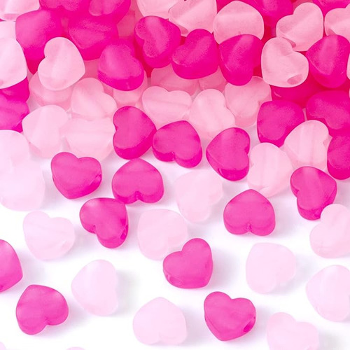170 Cuentas Corazón Acrílico Rosa Esmerilado San Valentín Pa