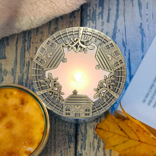 2 Piezas Tarro Tapa De Vela Topper Patrones Ahuecados Bronce