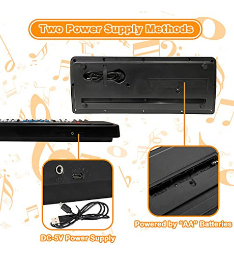 Piano Teclado Para Niños, Eooleow 37 Teclas Portátil Con