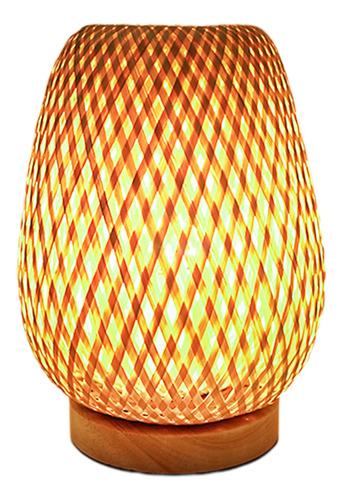 Lámpara De Mesa Bamboo Shade, Iluminación De Tres Tonos