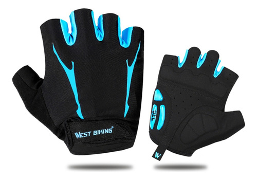 Guantes Cortos De Ruta West Biking Azul