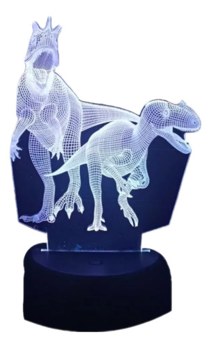 Lampara Led Ilusión 3d Pareja De Dinosaurios De 7 Colores