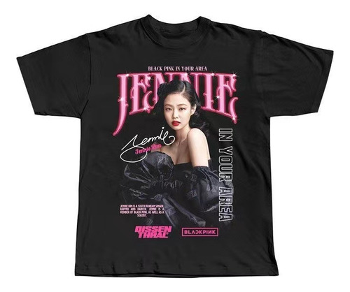 Playera Negro Oversized Blackpink 65 Corta Mujer K-pop