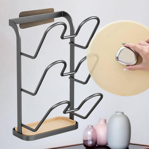 Soporte De Tapa Rack De Almacenamiento De 3 Nivel Gris