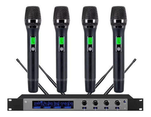 Microfone Profissional Sem Fio Uhf Wirelees 4 Bastões Le-912
