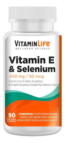 Vitamin E & Selenium (90 Softgels Cápsules) Vitamin Life