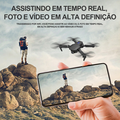 Drone Com Camera Remoto Controle E88 4k Hd Fpv Profissional