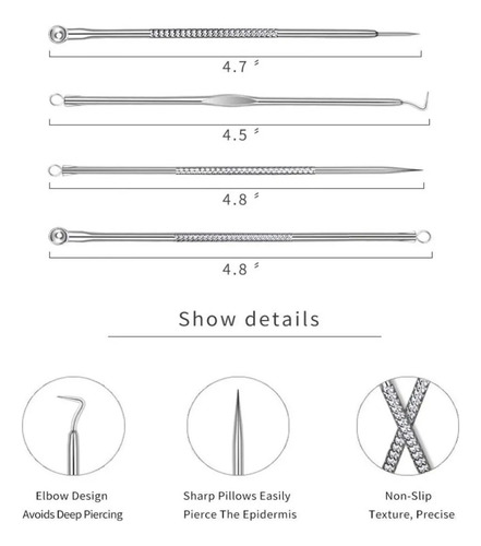 Kit 4 Herramientas Para Remover Puntos Negros Espinillas