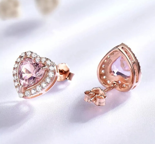Aretes Y Collar Corazón De Morganita