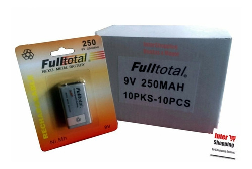 Caja 10 Baterias 9v Recargable Full Total 250mah