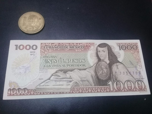 Billete Y Moneda 1000 Pesos Juana De Asbaje (Usado)