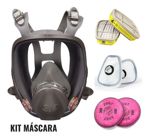 Juego Mascara Full Face Antigas 6800 3m Filtro Pintura Gas