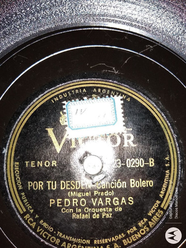 Pasta Pedro Vargas Rca Victor C112