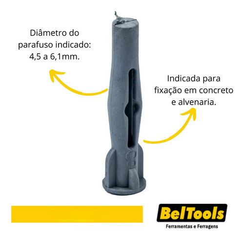 Kit C/ 25 Bucha De Nylon N.8 Com Gancho - Beltools