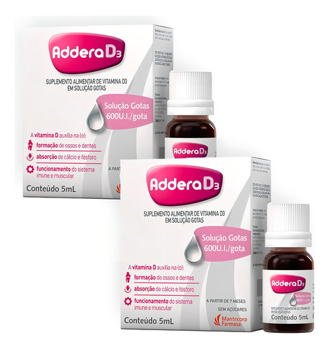 Kit de vitamina D Addera D3, 600 UI, gotas con 5 ml