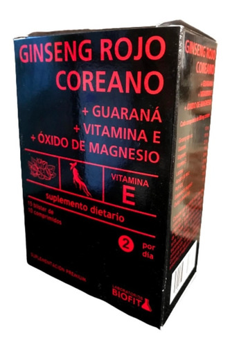 Ginseng Rojo Coreano 150c Guarana Vit E Magnesio Biofit - Dw