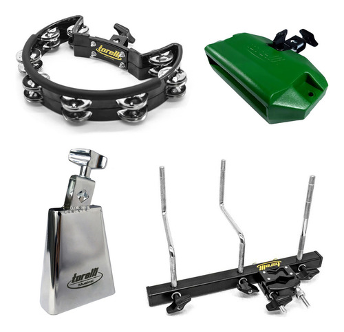 Torelli Rack Percussão Bloco Grave Pandeirola E Cowbell