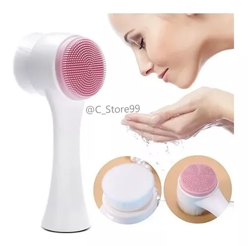Cepillo de limpieza facial manual, cepillo facial 2 en 1, cepillo facial de  silicona, cepillo de lavado facial manual de doble cara para masaje de
