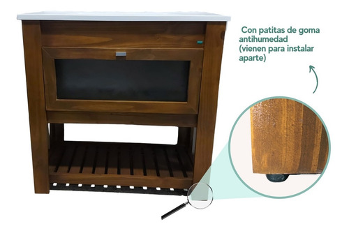 Imagen 4 de 9 de Combo Vanitory 80 Puerta Bacha Organizador Espejo