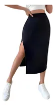 Comprar  Pollera Mujer Largo Fiesta Noche Tajo Tiro Alto Moldeador 