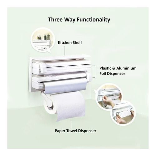Imagen 4 de 8 de Dispensador Triple Soporte De Papel Alusa Aluminio