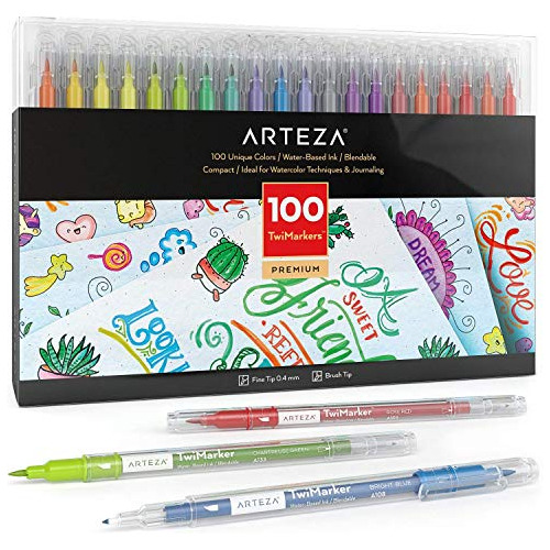 Arteza, Rotuladores De Doble Punta, Juego De 100 Colores