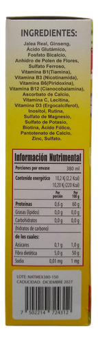 Jalea Real Con Gingsen Y Polen Tónico 380ml (2 Piezas)
