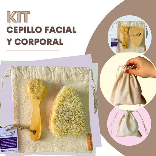 Kit Cepillo Corporal Y Cara, Cerda Natural, Exfoliante Detox