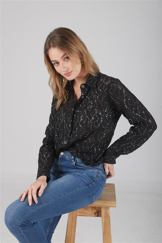 Camisa Premium Ginebra Encaje Con Brillos Guk70020 Arizona