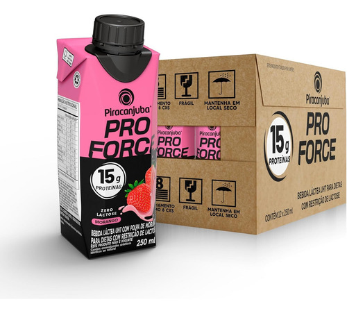 Whey Piracanjuba 15g Sabor Morango Zero Lactose - 12un