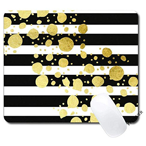 Gold Paint Dots Splatter On Black And White  S Mouse Pa...