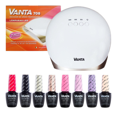 Vanta Kit Cabina 708 Led Uv 68w + 8 Esmaltes Semipermanentes