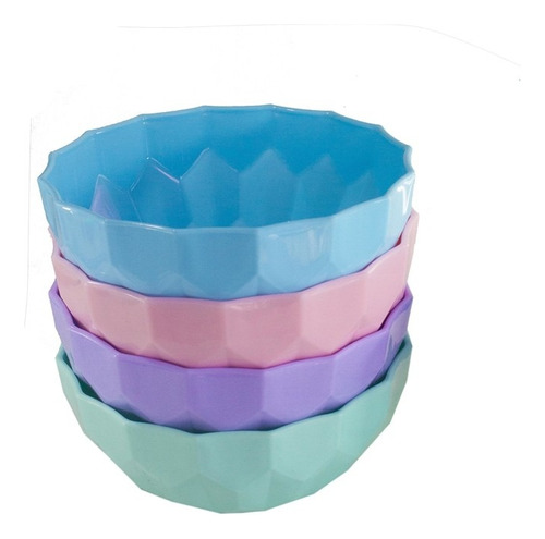 Bowl Plástico Ensaladera Facetado Plastico Grande Rosa