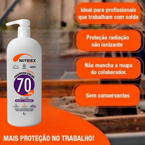 Kit 2 Protetor Bloqueador Solar Fps 70 Soldador 1 Litro