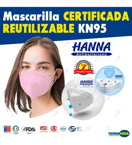Mascarilla Kn95 Antibacteriana Reutilizable Nano-plata 12u