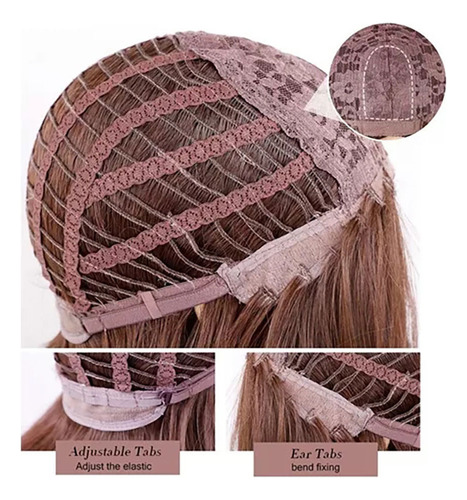 . Peruca De Cabelo Natural Castanho Claro Para Mulheres Com