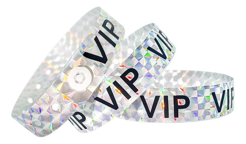 Pulseras Vip Holográficas De Plástico Plateado  100 U...