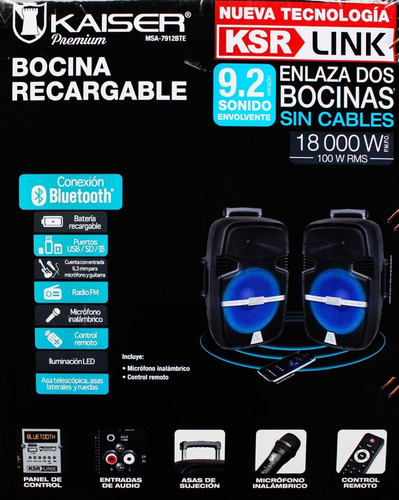 Bafle 12 Ksr I-link Recargable 18000w Pmpo C/bluetooth Radio