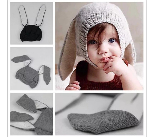 Gorro Tejido Para Bebe Orejas Conejo Calientito 0-3 Años 