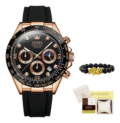 Olevs Reloj De Cuarzo De Lujo For Hombre Con Pulsera + Caja