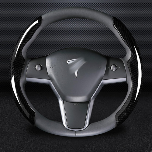Funda Para Volante Tesla Fibra Carbono Brillante Modelo 3 2