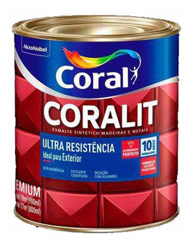 Tinta Coralit Esmalte Sintético Acetinado - 900ml - Coral