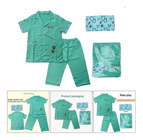 Uniforme De Médico Simulado Con Cubierta Facial Enfermera Pr