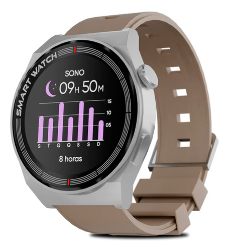 Relógio Smartwatch Touch 1,28 Ip67 Gt Classic Bege Goldentec