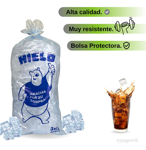 10 Kilos Bolsa De Hielo Impresa Para 3 Kg Azul