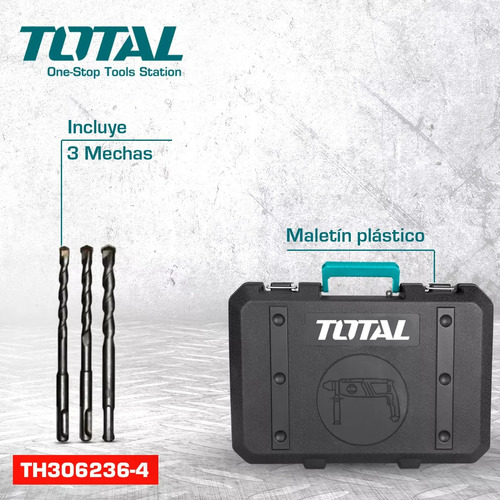 Imagen 6 de 6 de Rotomartillo electroneumático Total TH306236-4 turquesa frecuencia de 50Hz/60Hz con 650W de potencia 220V-240V