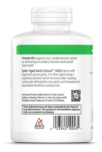 Suplemento Kyolic, Extracto De Ajo Envejecido, Fórmula, 100,