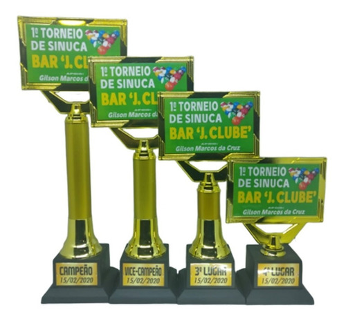 Troféu Personalizado - Kit Com 4 Unid - 47, 41, 35, E 24  Cm