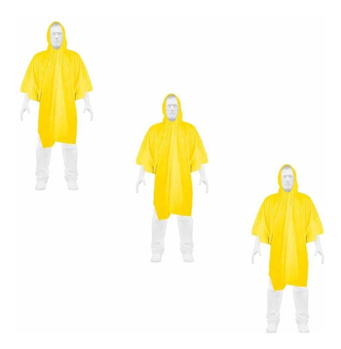 Paquete De 3 Ponchos Impermeable Unitalla, Pretul, Pvc