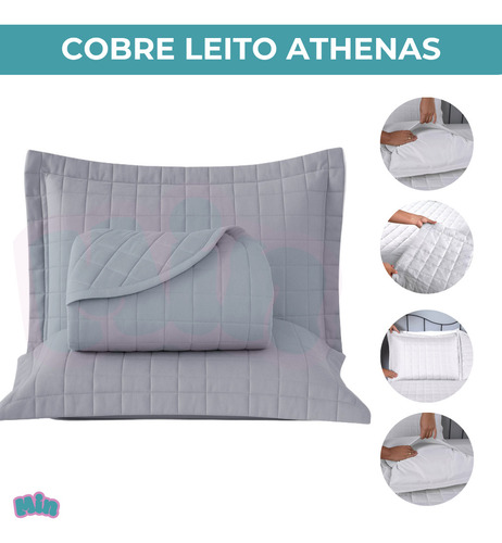 Cobre Leito Com Forro Casal 3 Peças 400 Fio Jogo De Cama Completa Toque Premium - Cor Cinza